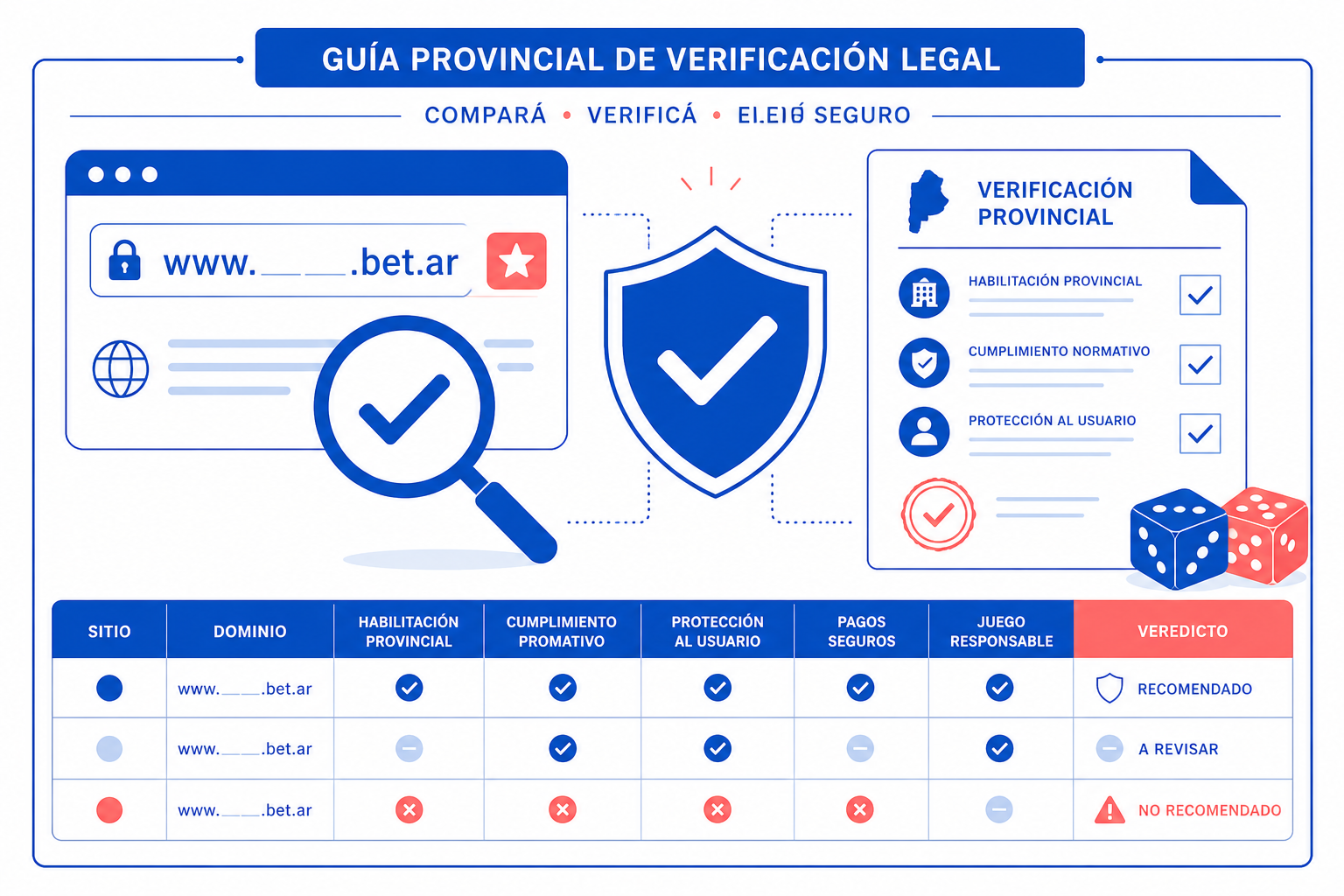 Ilustración de verificación de un dominio y habilitación provincial